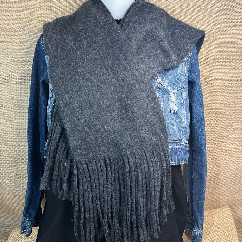 Occasionally Made Solid Brushed Fringe Scarf Dark… - image 5